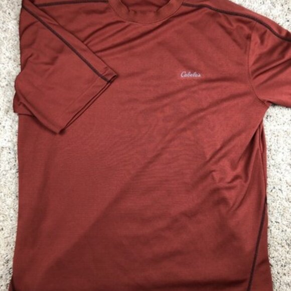Cabelaâs Mens Orange Short Sleeve T Tee Shirt Size L Large Reg Activewear - Picture 1 of 10
